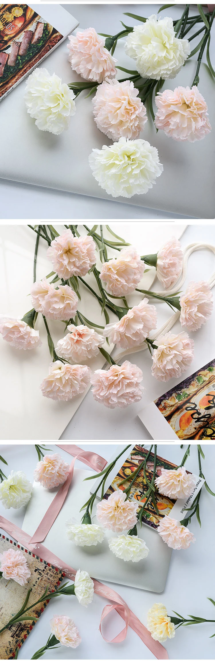 Carnation Mother′ S Holiday Gift Imitation Flower Factory Home Decoration Cross-Border Wedding Wholesale Fake Flower Design