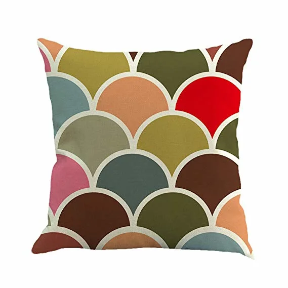 Geometrical Prnting Check Design Pillow with Linen Fabric